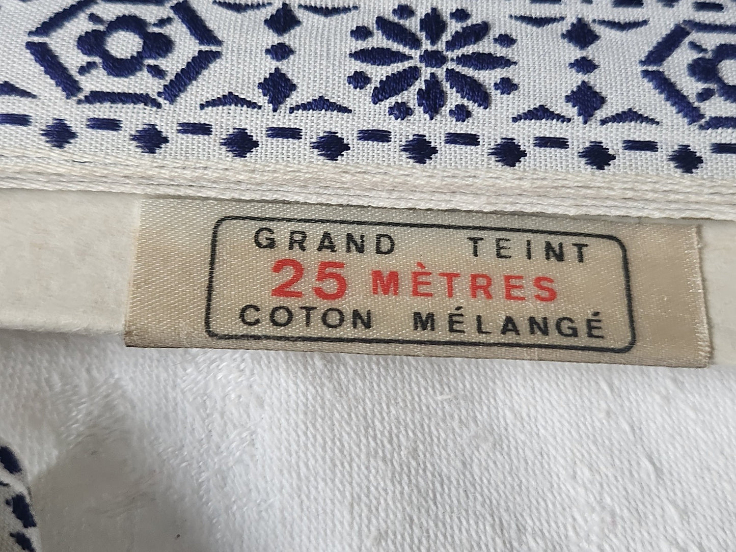 Galon vintage tissé fleur bleu blanc 3 métres sur 2,2 cm A2