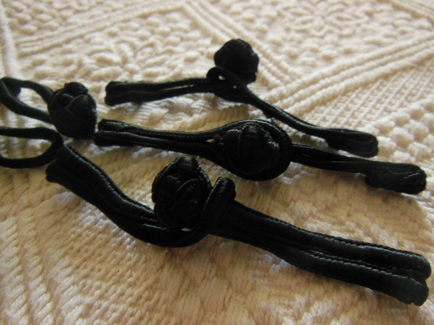 Lot 3 fermoirs brandebourgs noir tissu couture création bijoux sac pochette T17