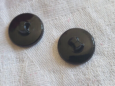 Duo boutons anciens en verre noir argenté à strasser ou tel q  1,8 cm G10T