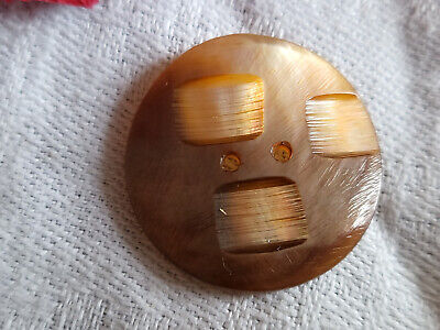Collection bouton ancien en nacre ciselé marron orange superbe  2,3 cm G11F