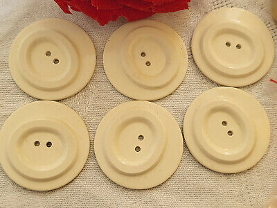 lot 6 enormes boutons vintage creme travaillés 3,6 cm gilet manteaux ref 4623