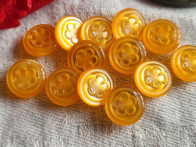 Lot 12 mini boutons vintage orange lumineux fleur diamètre: 0,9 cm ref 1207