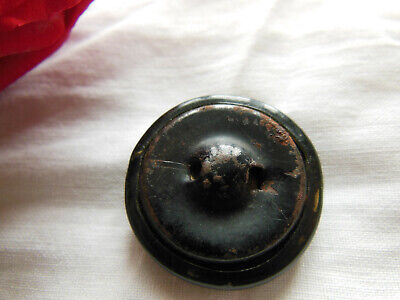 Bouton ancien en celluloïd noir collection pied métal diamètre 2,7 cm G14F