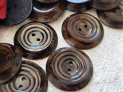 Lot 10 boutons anciens art deco marron jaspé reflet cuivré 2,1 cm ref 1937