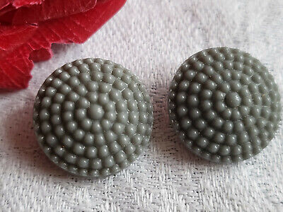 Duo boutons anciens en verre  gris picot année 40/50  diamètre 1,7 cm  G7I