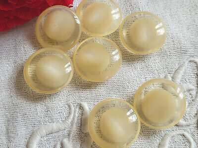 Lot 7 boutons vintage crème transparent demi sphère pied 1,9 cm  ref 861