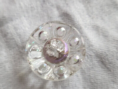 Bouton ancien en verre irisé strass blanc grand diamètre: 2,2 cm ref 822