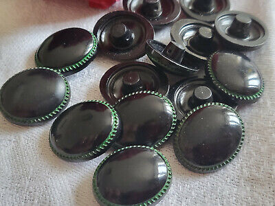 Lot 6 beaux  bouton vintage ovale noir et vert pied 1,9 cm sur 1,5 cm ref 5508