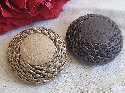 Duo boutons vintage passementerie gris beige  diamètre 2,6  cm  G7O