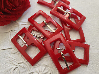 Duo boucles de ceinture vintage rouge marbré 2,9 sur 5,2 cm  ME4-35 