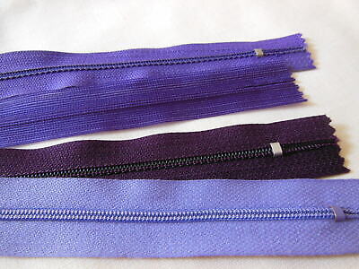 Lot 4 fermeture éclair 20 cm violet non séparable A71 création panaché 