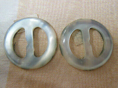 Duo boucle de ceinture vintage noir nacré blanc 4 cm ME29 