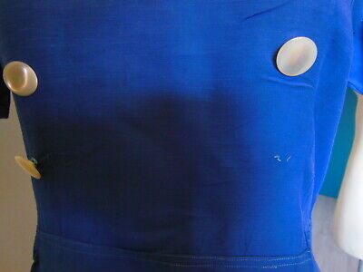 Ancienne robe bleu bouton nacre  sympa patron reconstitution taille 40? 42?  B2