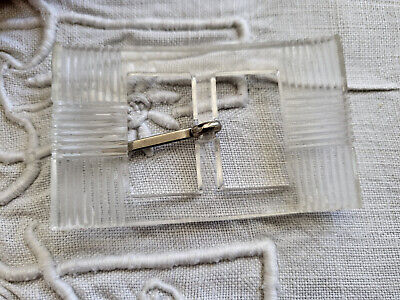 Boucle de ceinture vintage style lucite transparente 3,8 sur 6,1 cm ME4-23