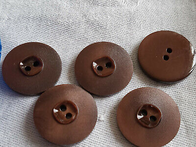 Lot 5 boutons vintage marron deux trous brun diamètre: 2,2 cm ref 4976