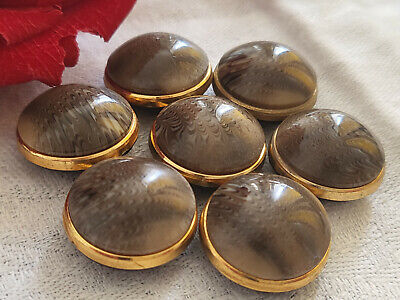 Lot 7 boutons vintage marron bombé moucheté pied  1,7 cm ref 4601