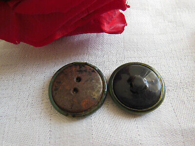 Duo boutons anciens en celluloid bleu et vert  collection 2,4 et 2,6 cm D14P