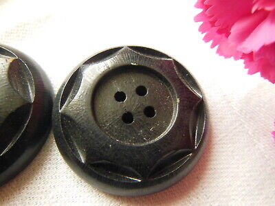 Duo gros boutons anciens en bois noir diamètre 3,6 cm ref 382