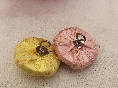 Duo boutons vintage pied passementerie rose jaune  1,7 cm collection G17B