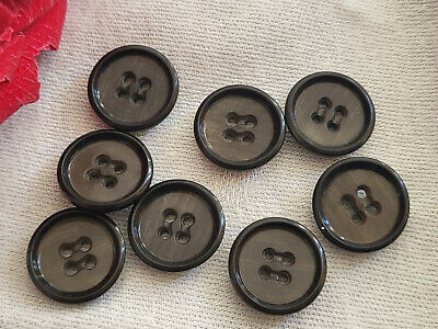 Lot 8 boutons anciens noir marron rebord petits 1,5 cm ref 5126