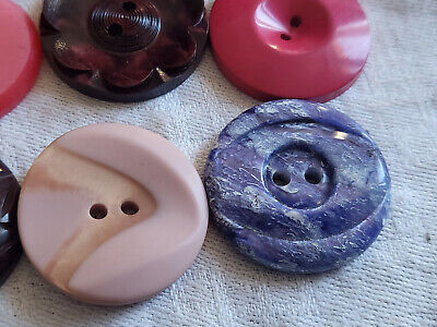 Lot 12 jolis boutons vintage petits panache rose violet 2,6 cm ref 1561