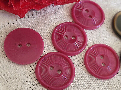 Lot 5 boutons vintage rose foncé spirale ancien  diamètre  2,2 cm ref 5088