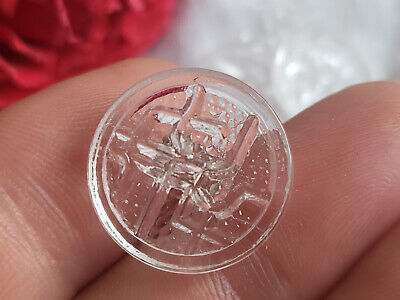 Lot 6 boutons anciens en verre transparent motif creusé 1,8 cm ref 815