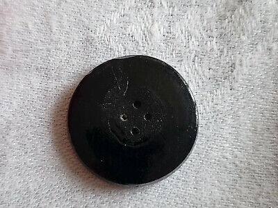 Bouton ancien en verre noir et argenté bicolore  diamètre 2,3 cm G7D