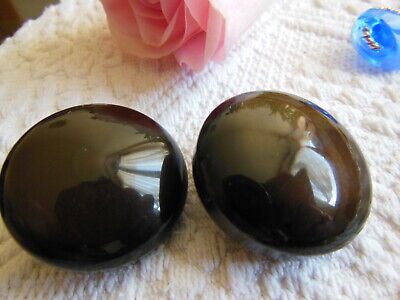 Duo volumineux boutons vintage marron lumineux manteaux fourrure 3 cm ref 1837