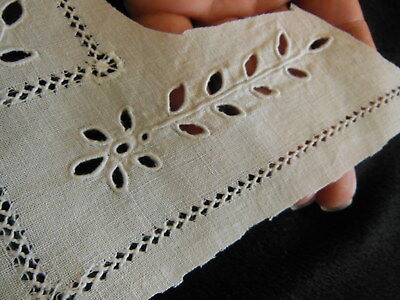 Broderie ancienne jour tiré fleur pour création couture récup patchwork T4-21