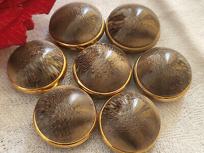 Lot 7 boutons vintage marron bombé moucheté pied  1,7 cm ref 4601