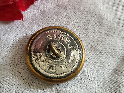 Bouton ancien en métal peint strié à pied diamètre 2  cm  G5A
