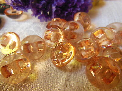 Lot 10 boutons vintage grelot à pied 1,2 cm transparent rose ref 145