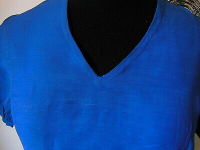 Ancienne robe bleu bouton nacre  sympa patron reconstitution taille 40? 42?  B2