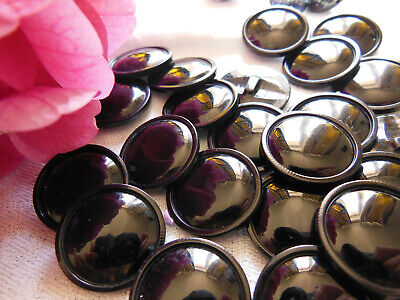 Lot 11 boutons vintage noir lumineux  à pied diamètre 2 cm ref 4408