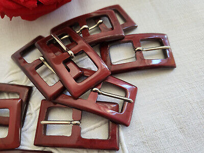 Duo boucles de ceinture anciennes rouge marbré 2,9 sur 5,2 cm  ME4-5 