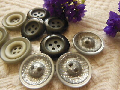 Panaché lot 10 boutons vintage tons Gris diamètre: 2,1 cm ref  526