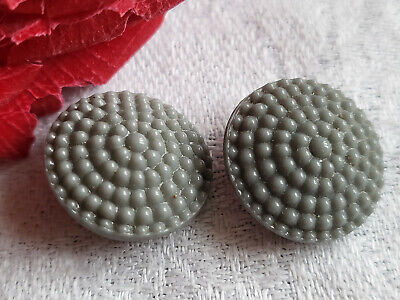 Duo boutons anciens en verre  gris picot année 40/50  diamètre 1,7 cm  G7I