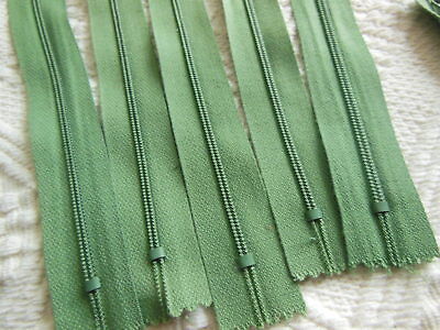 Lot 5 fermeture éclair 20 cm vert non séparable A64  création pochette