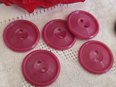 Lot 5 boutons vintage rose foncé spirale ancien  diamètre  2,2 cm ref 5088