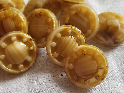 Lot 6 boutons vintage beige caramel vintage relief diamètre: 1,7 cm ref 1883