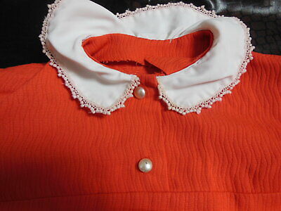 Robe ancienne fillette vintage petite fille enfant grande poupée orange B1