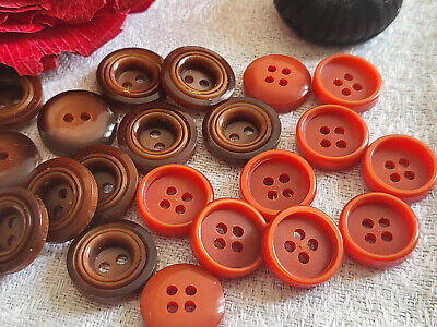 Lot 21 petits boutons vintage panaché 2 séries marron orangé 1,2 et 1,3 ref 4949