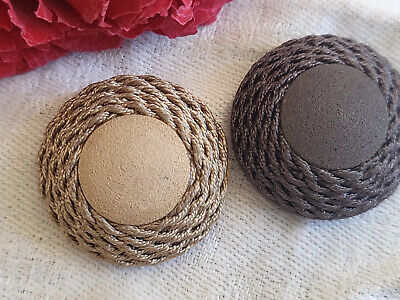 Duo boutons vintage passementerie gris beige  diamètre 2,6  cm  G7O