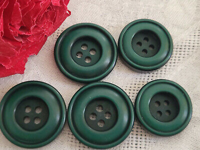 Lot 5 gros boutons vintage vert panaché épais 2,5 et 3 cm ref 5104