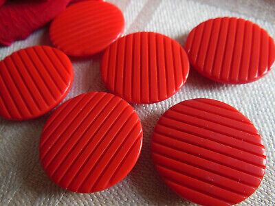 Lot 6 boutons vintage rouge strié  à pied  2,2 cm ref 4479