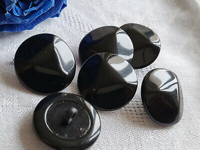 Lot 6 boutons vintage noir lumineux à pied diamètre  2,2 cm ref 5033