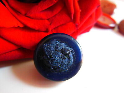 Collection bouton bleu vintage coeur laine à pied diamètre 1,8 cm D17H