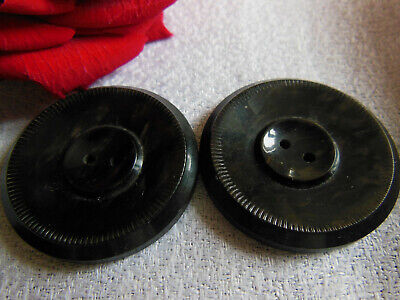 Duo gros boutons boutons anciens marron marbré vintage 3,6 cm D13R