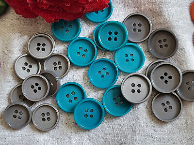 Lot 25 boutons vintage 3 séries panaché gris bleu  1,5 et  1,7 cm ref 431